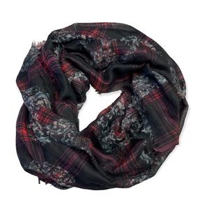 Medallion skulls plaid infinity scarf